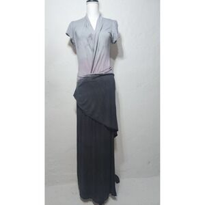 Urban X Maxi‎ Dress Womens Large Rayon Spandex Grey Ombre Draped Asymmetric